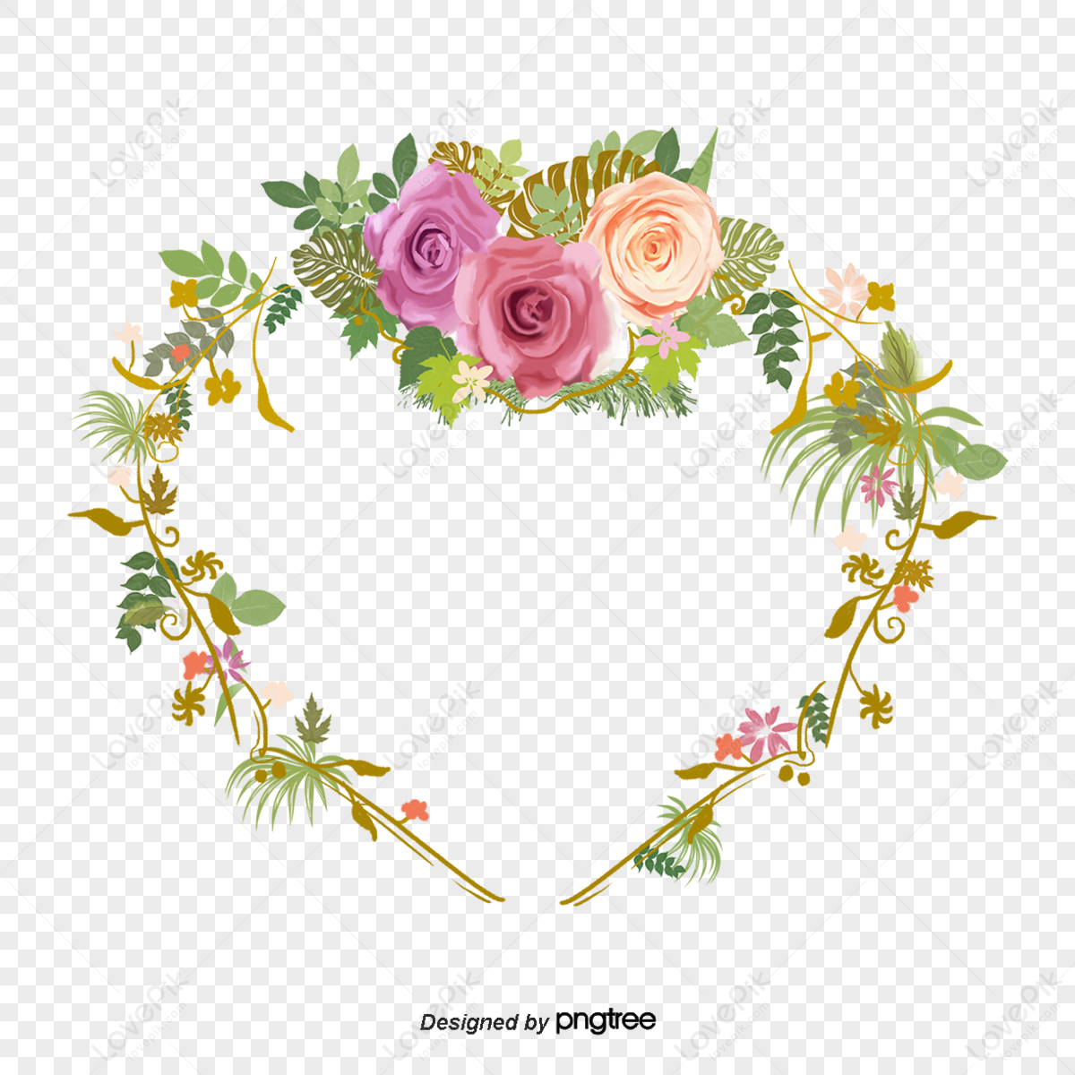 Hand-painted Elements Of Flower Wreath Wedding Cards,thank You ...