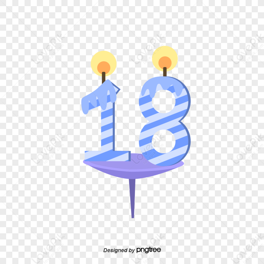 Purple 18-year-old Candle Decoration,number,happy Birthday,numbers PNG ...