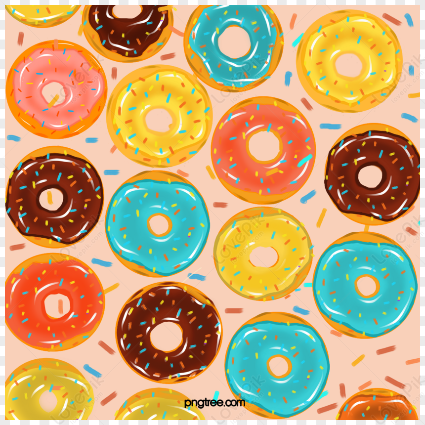 Seamless Background For Color Doughnuts,cartoon Style,light Coral ...