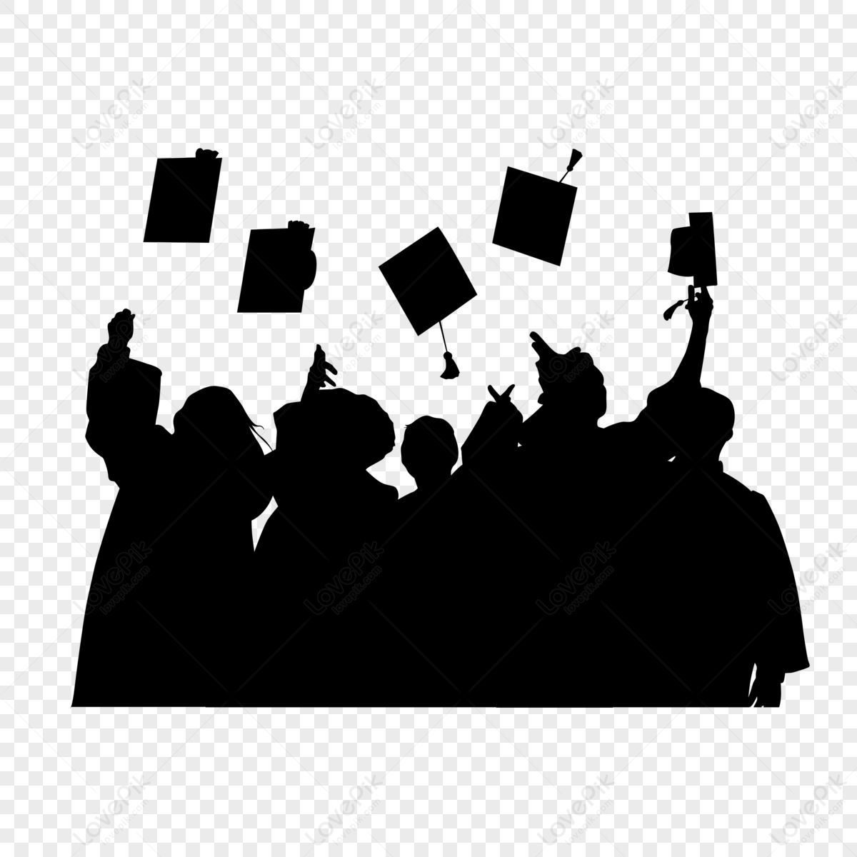 Silhouette Of Graduation Cap,student,hat,characters Free PNG And ...