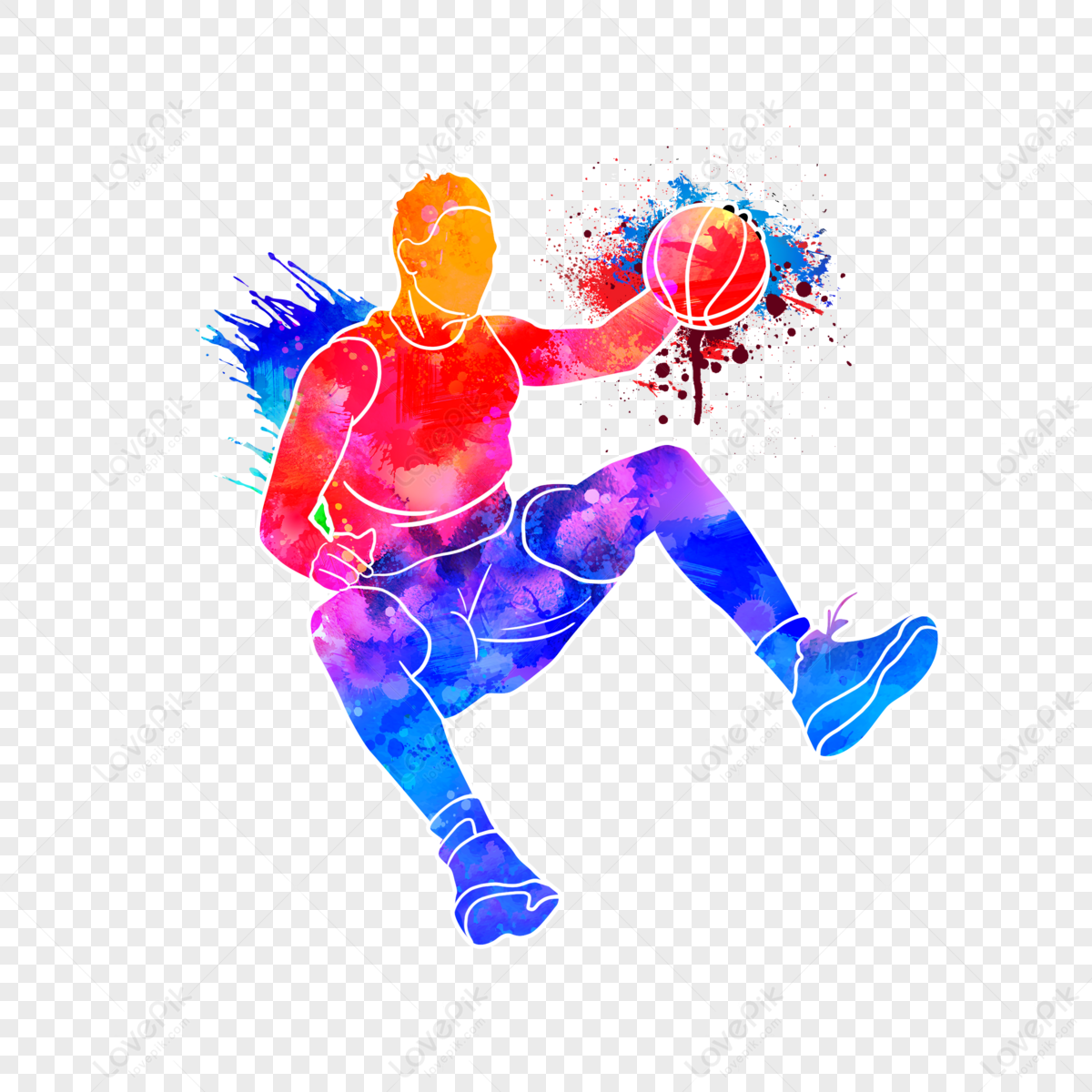 Silhouettes Of Creative Basketball Players,dazzling,multicolored ...