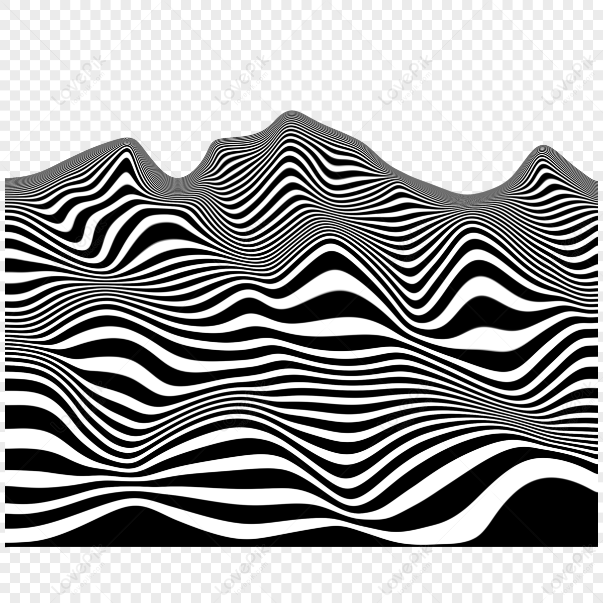 3d Optical Illusion Line Ripple,optics,png Wave,curve PNG White ...