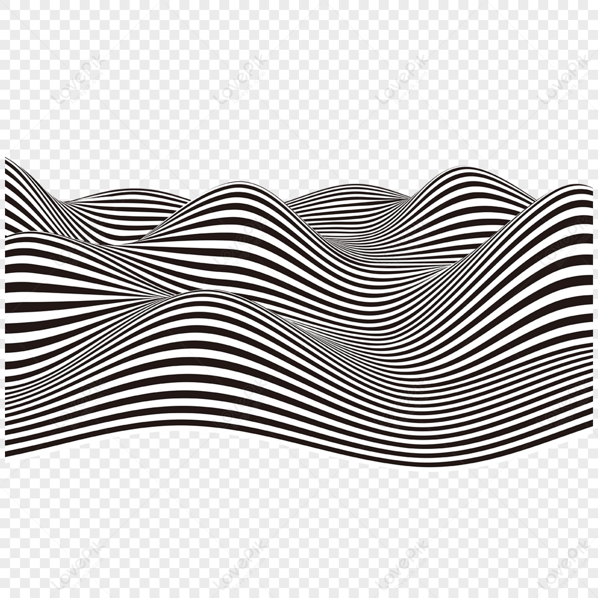 Black And White Striped Wavy Solid Stripe Element Stripes Wave Png