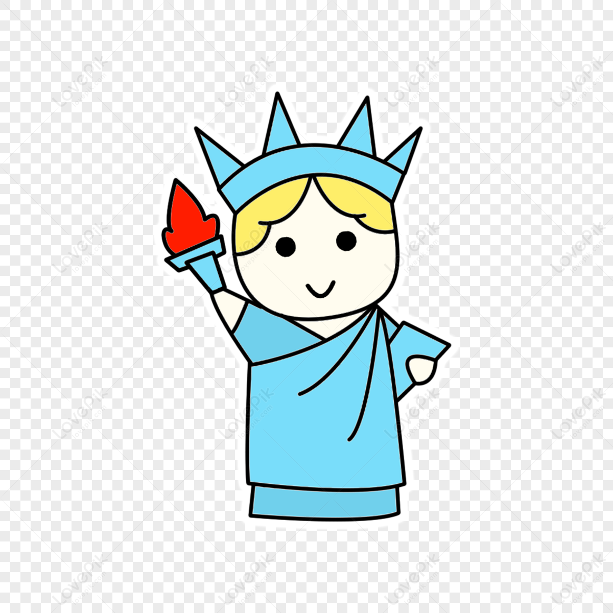 Cartoon Statue of Liberty Travel Sticker,new york,status png transparent background