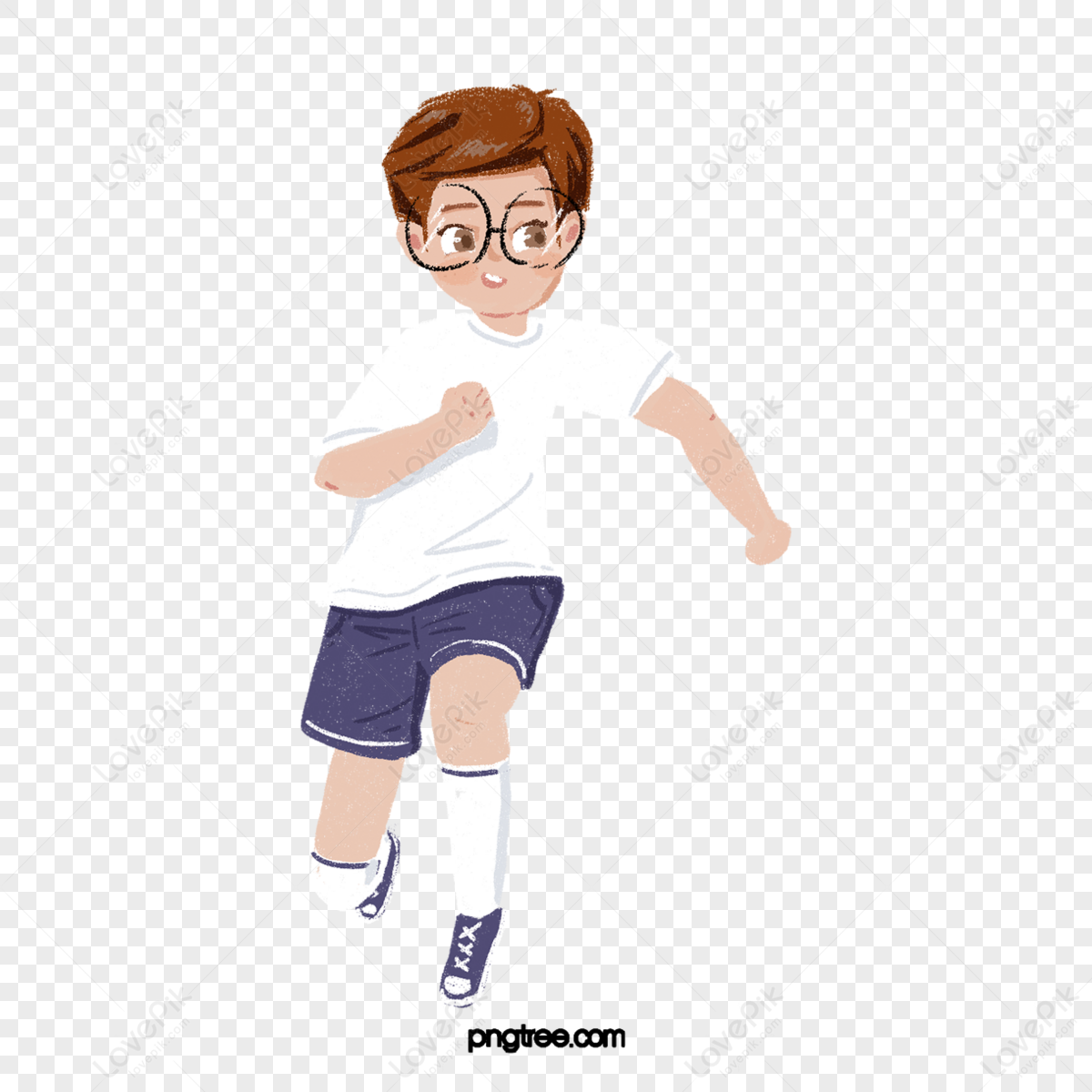 Cute Boy Running,motion,glasses,student PNG Free Download And Clipart ...