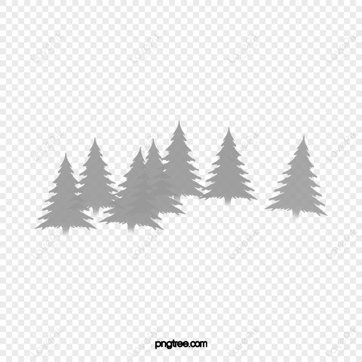 45 Tree Silhouettes PNG Transparent Background