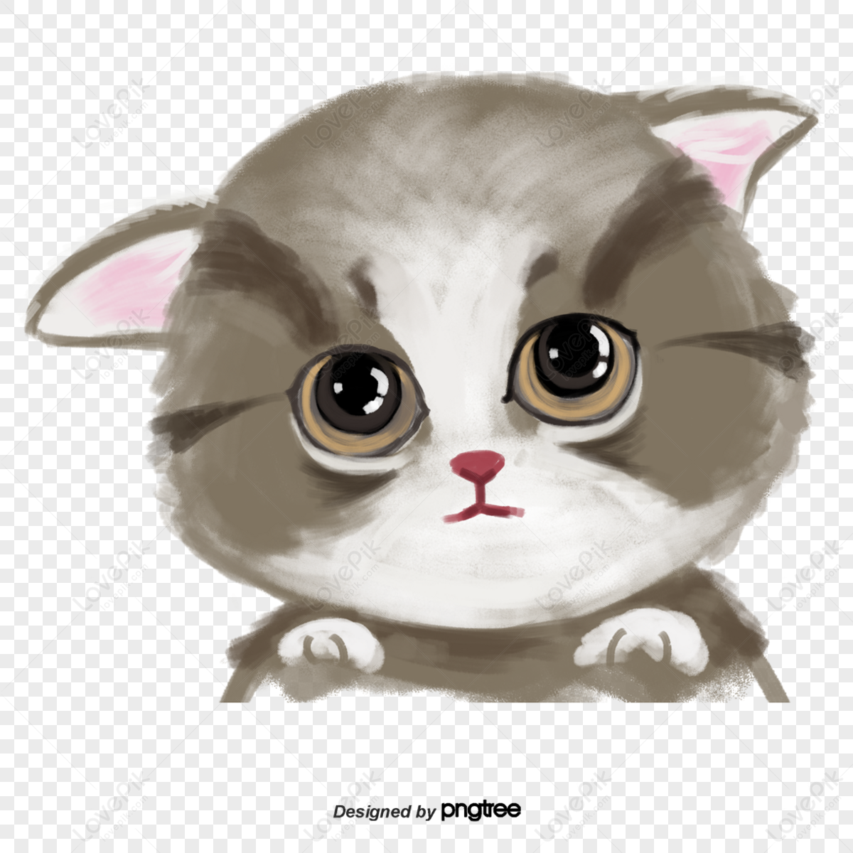 Hand drawn style watercolor animal kitten,template,canine png image free download