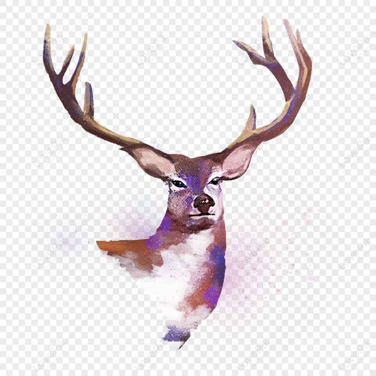 Hand-painted Watercolor Animal Deer Elements,gradient,brown,animal painting png image free download