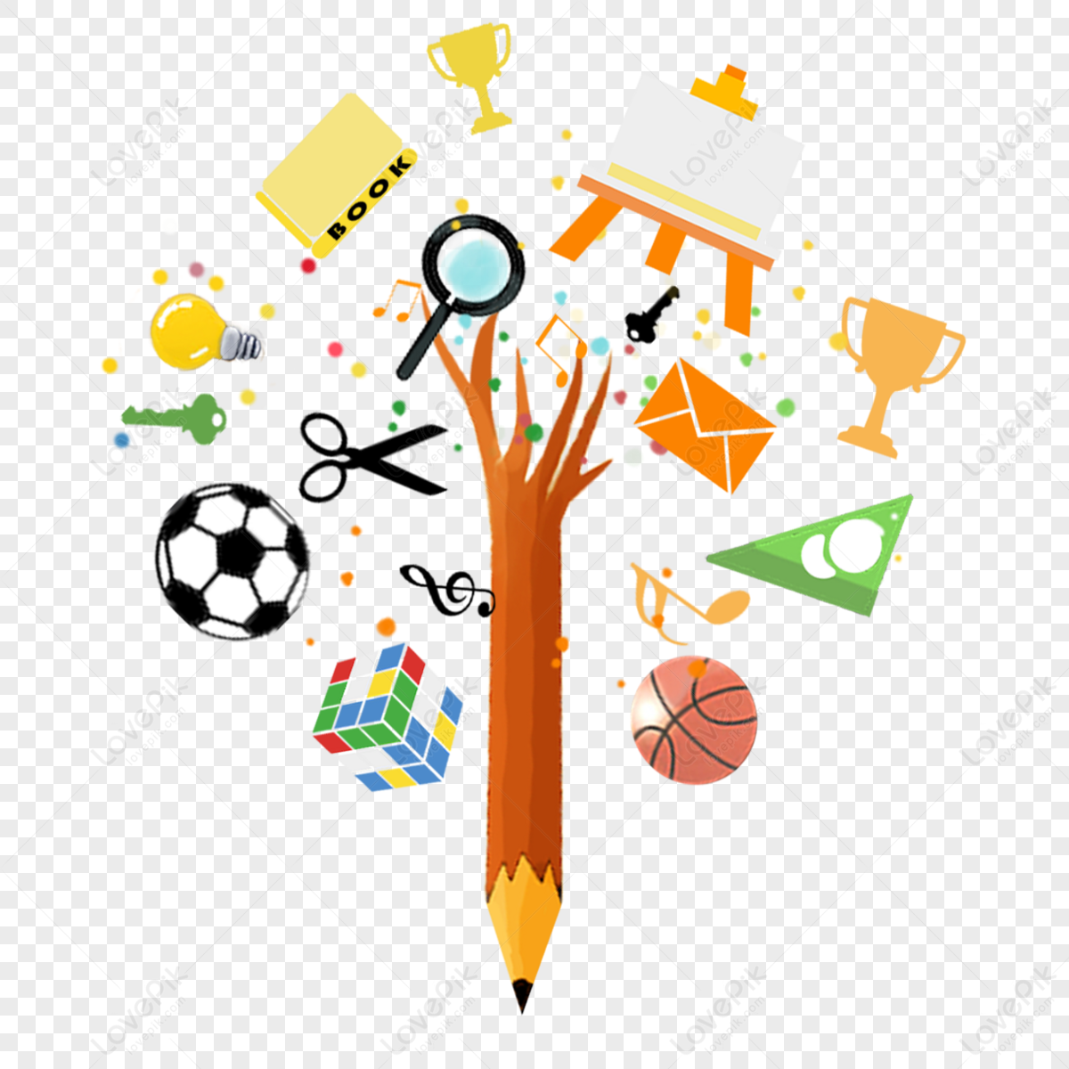 Knowledge Tree Students Learn Stationery Elements for Returning to School,school opening,box png image