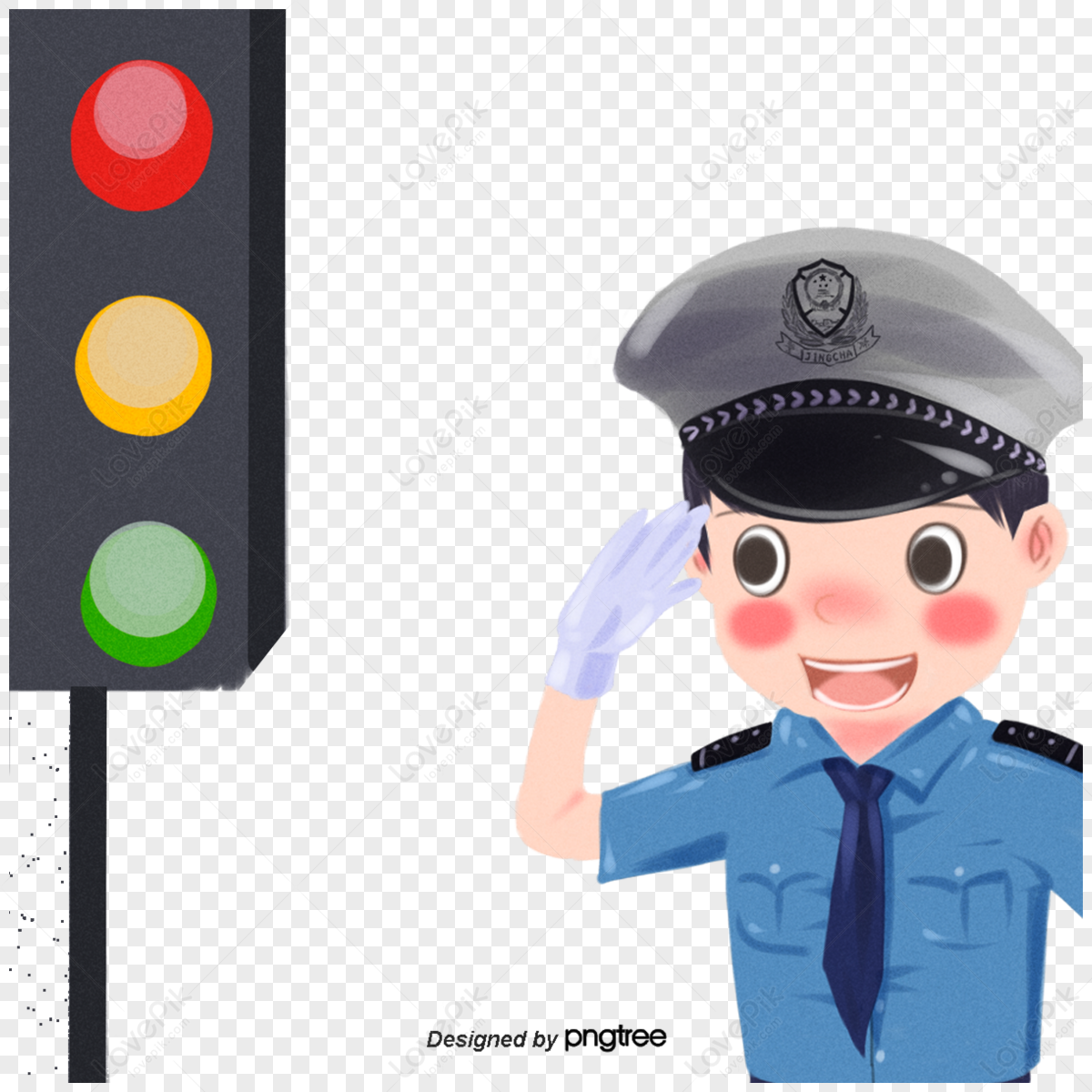 Traffic Safety Police Salute Signal Light,green,male PNG Transparent ...