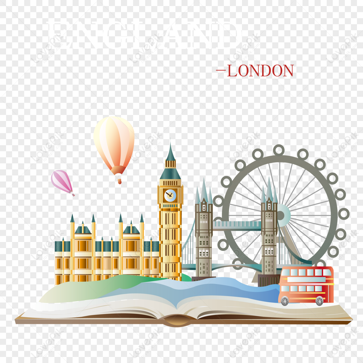 Travel to London Architecture Travel to London Eye Bus Element Vector png image