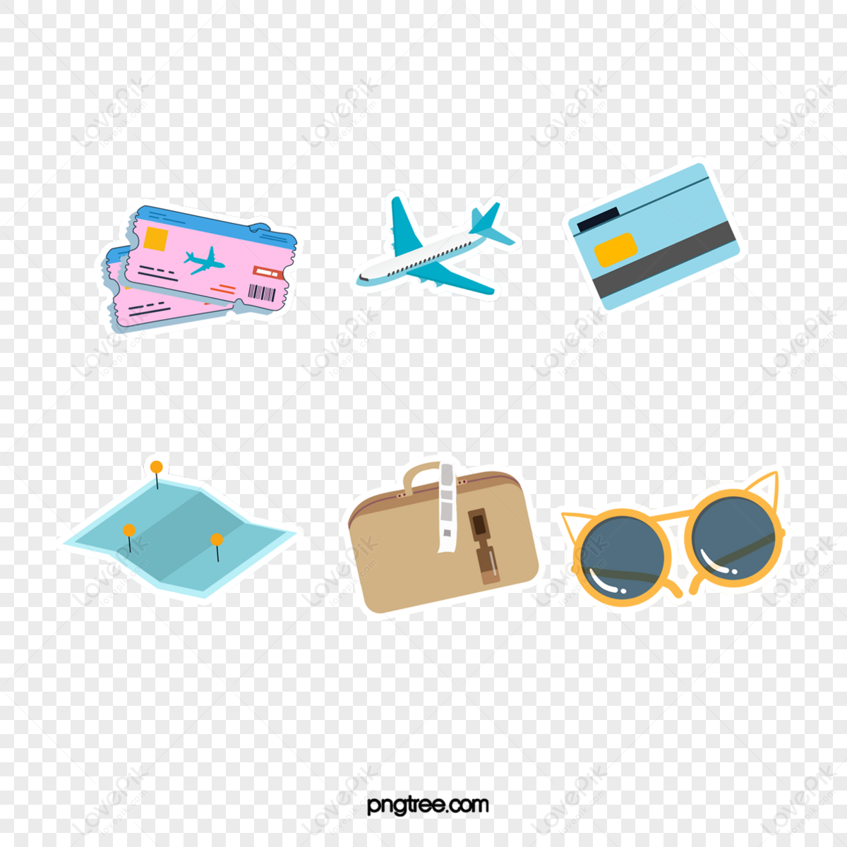 cartoon cute travel icon sticker,travel stickers,travel icons,trunks png hd transparent image