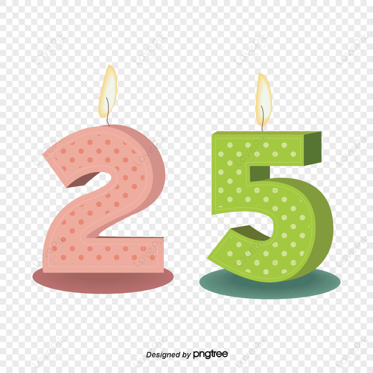 cartoon digital 25 birthday candle,group,lit,invite png transparent background