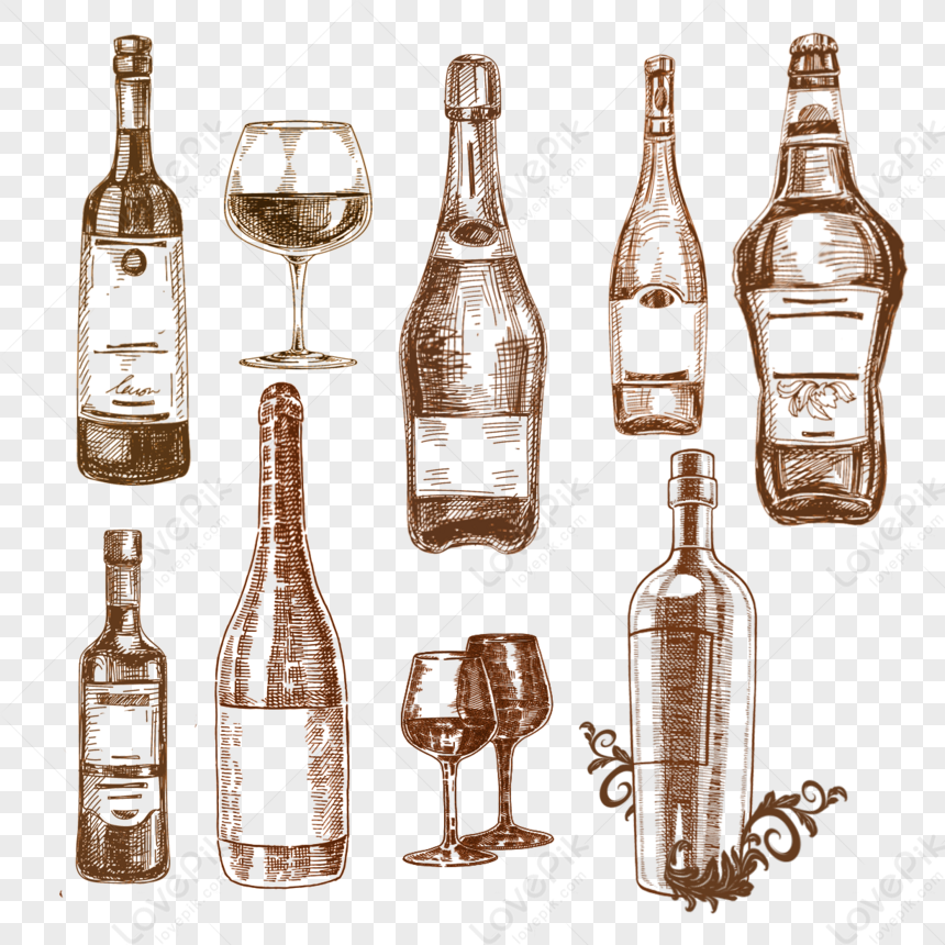 Transparent Drawing Png - Clip Art Wine Bottle Clipart Black And White, Png  Download - vhv