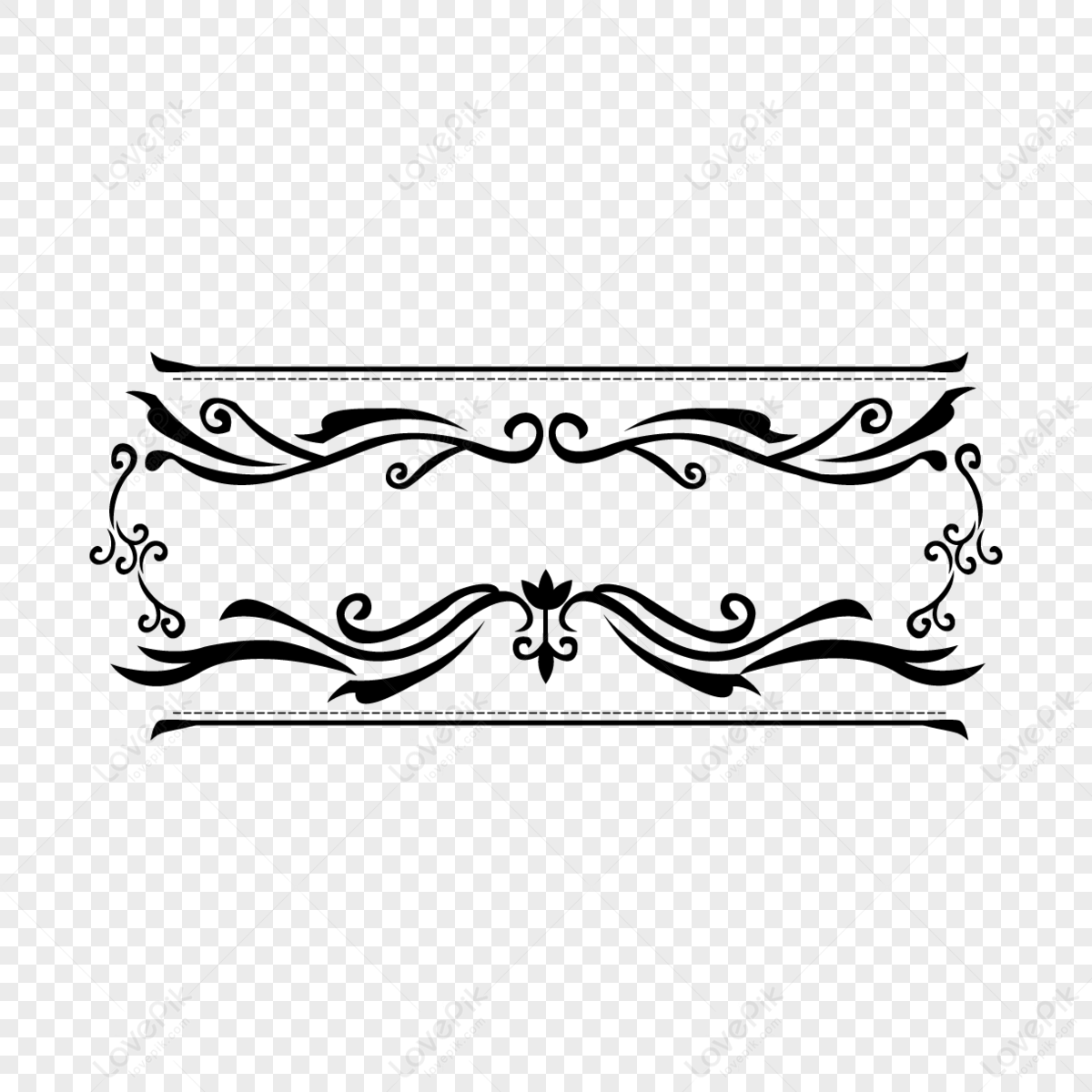 Black Line Drawing Hand Drawn Border Decorative Elements,uppercase ...