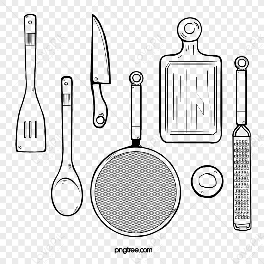 Sketch cooking equipment. Hand drawn doodle kitchen utensils set cooki By  YummyBuum | TheHungryJPEG