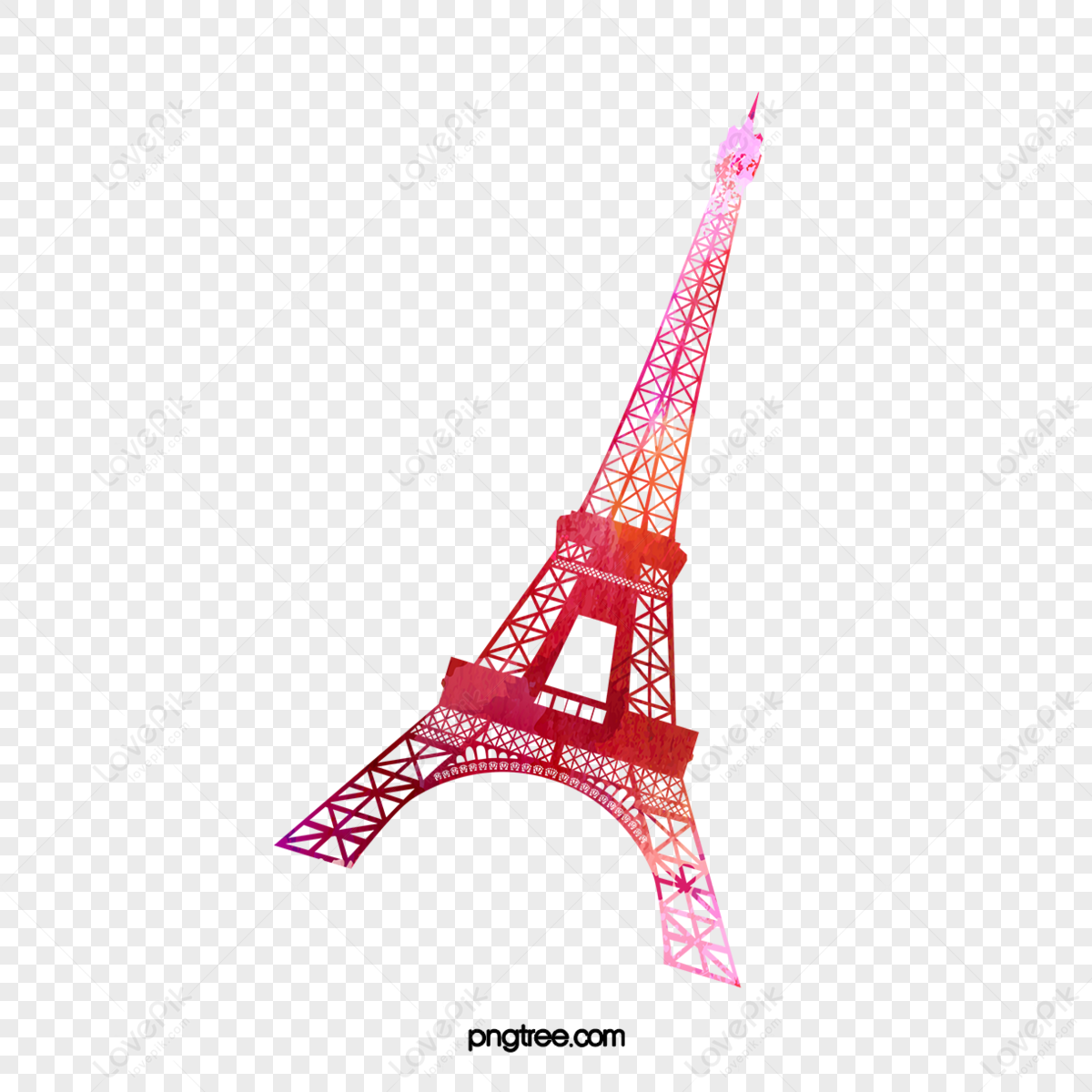 Cartoon delicate hand drawn eiffel tower gradient glossy illustration,outline,cartoon illustrations png free download