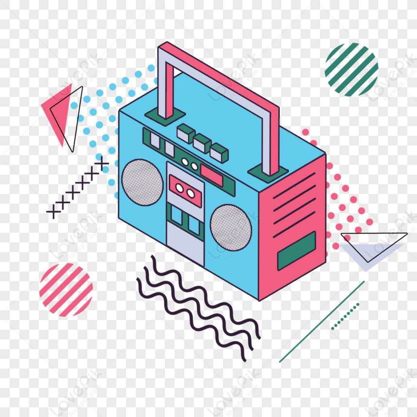 Cartoon Hand Drawn Retro Tape Recorder Illustration,an Electric ...