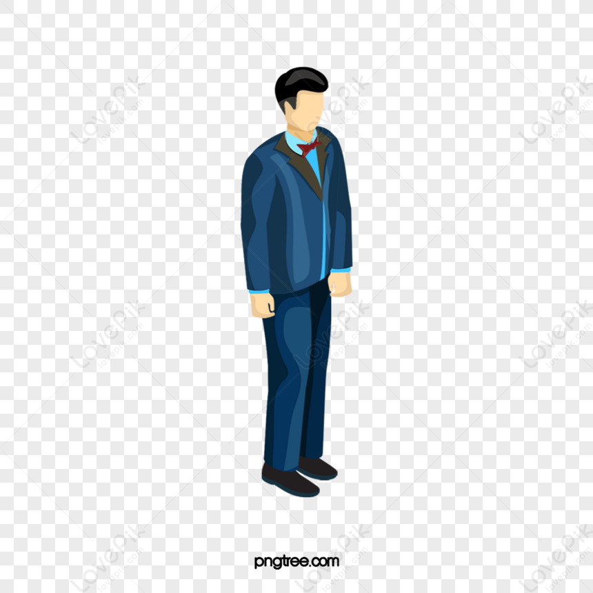 Cartoon Hand Drawn Suit Micro Stereo Male Illustration,hair,blue PNG ...