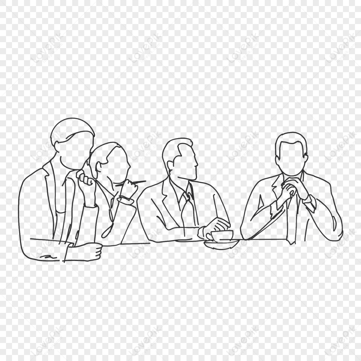 Cartoon Office Lineart Meeting Scene Illustration,office Sketch ...