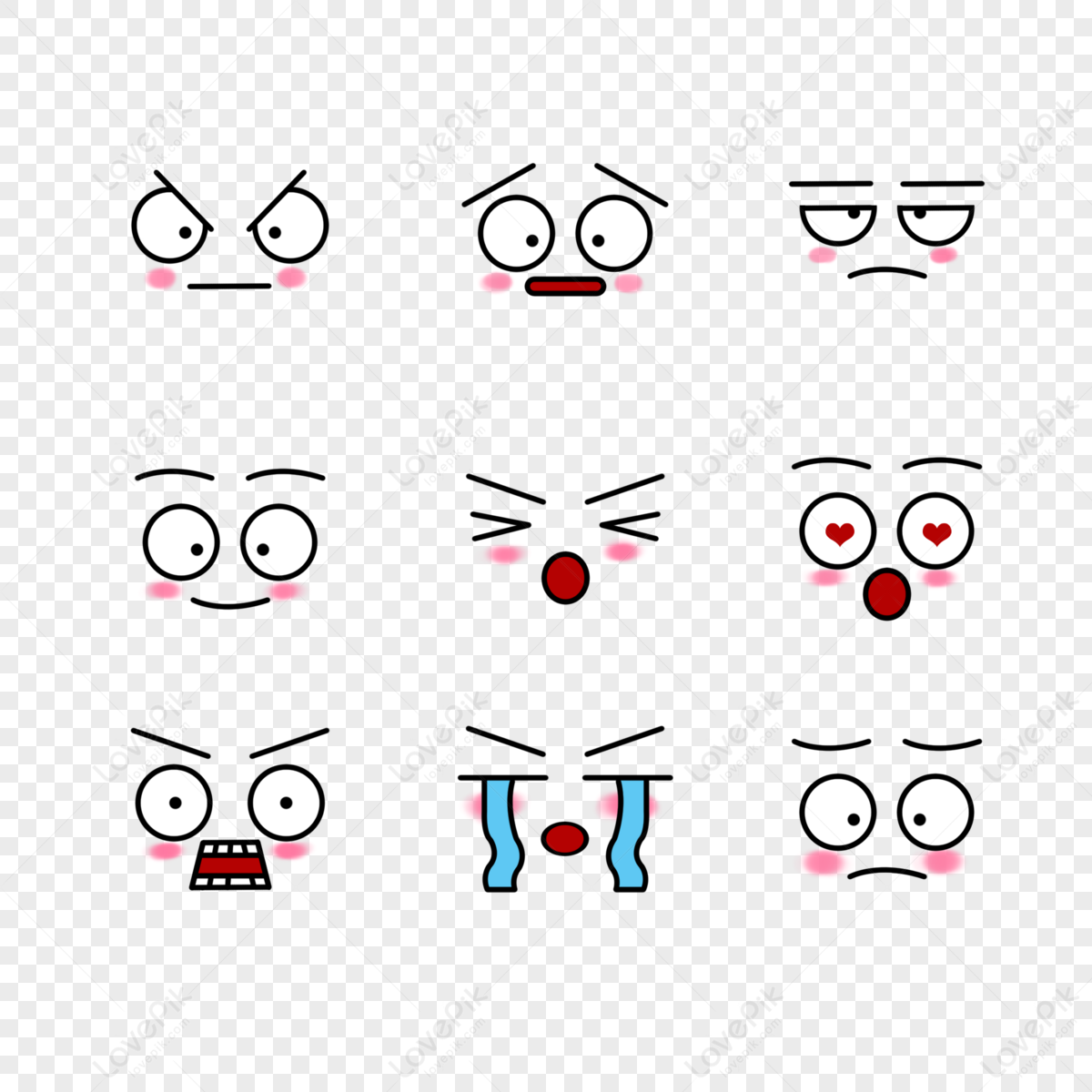 Cute Emoticon Pack,weeping,cartoon Emoticon Pack,happy PNG Transparent ...