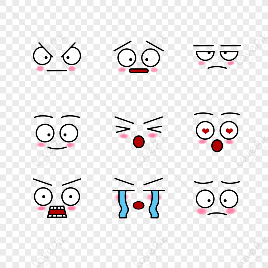 Cute Emoticon Pack,weeping,cartoon Emoticon Pack,happy PNG Transparent ...