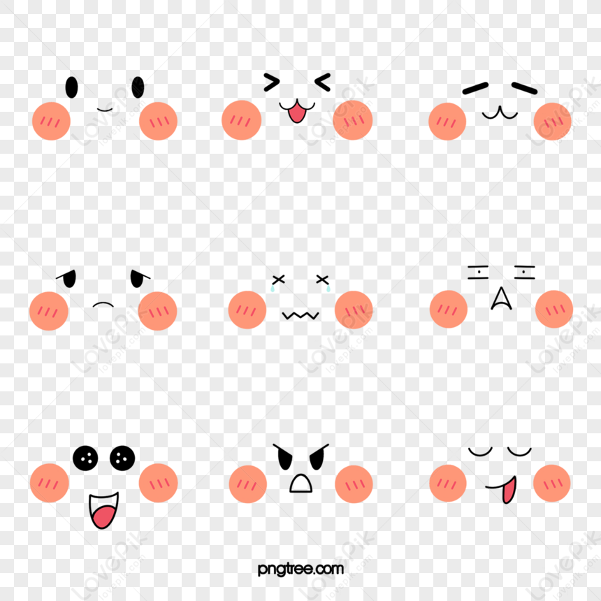 Cute Kawaii Cartoon Emoticon Pack,kawaii Icons,facial Expression,cute ...