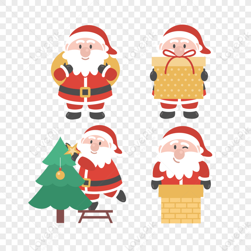 Hand Drawn Cartoon Cute Santa Claus,setting,sack PNG Transparent ...