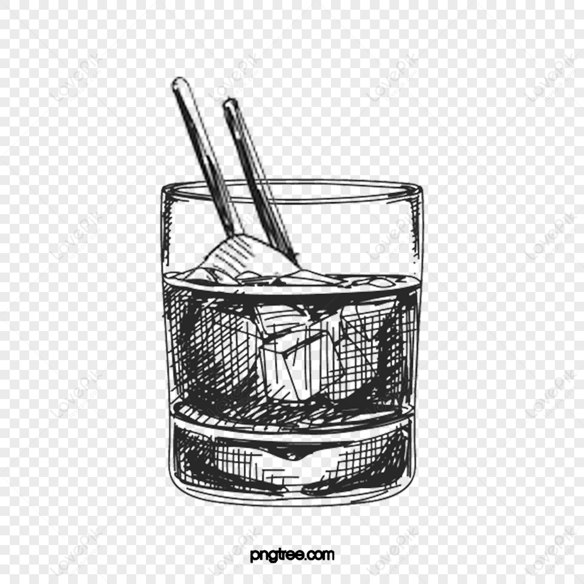 Vector sketch of hand drawn glass cup with water. Stock Vector | Adobe Stock