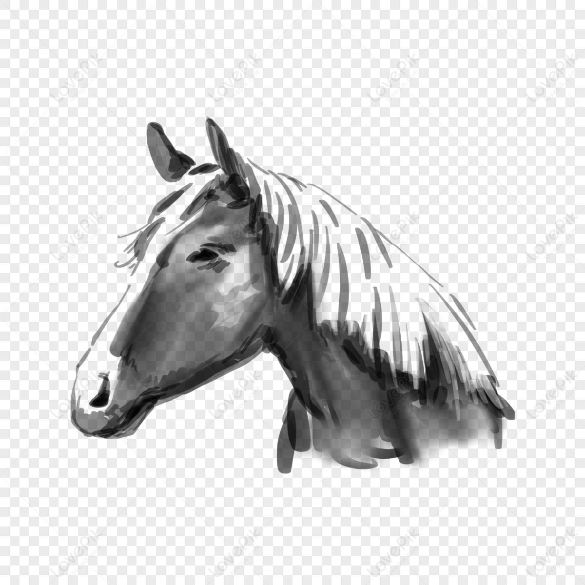 Black Line Drawing Animal Horse Element,delivery,animal Drawings Free ...