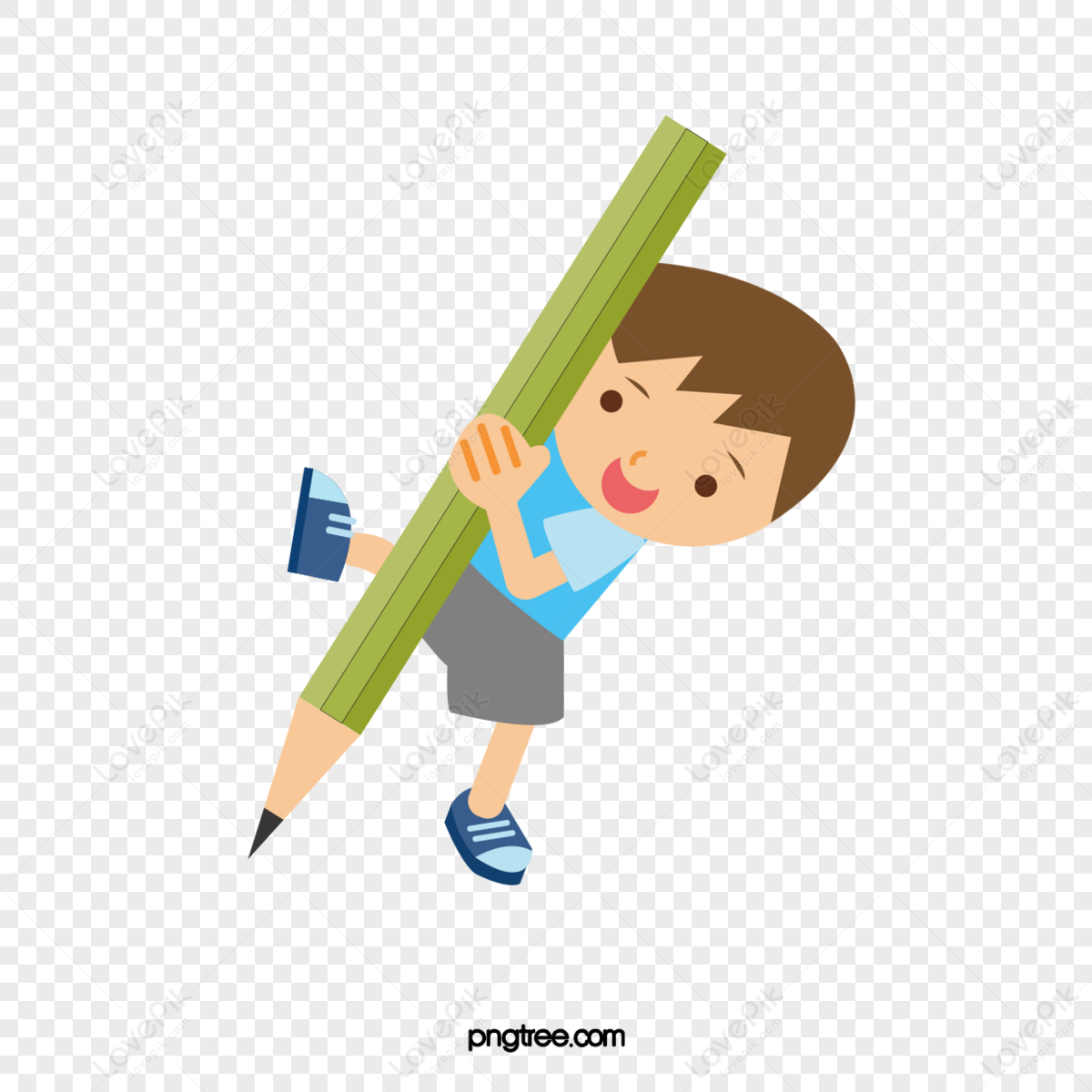 cartoon hand painted boy with pencil writing,write boy,learning png image free download