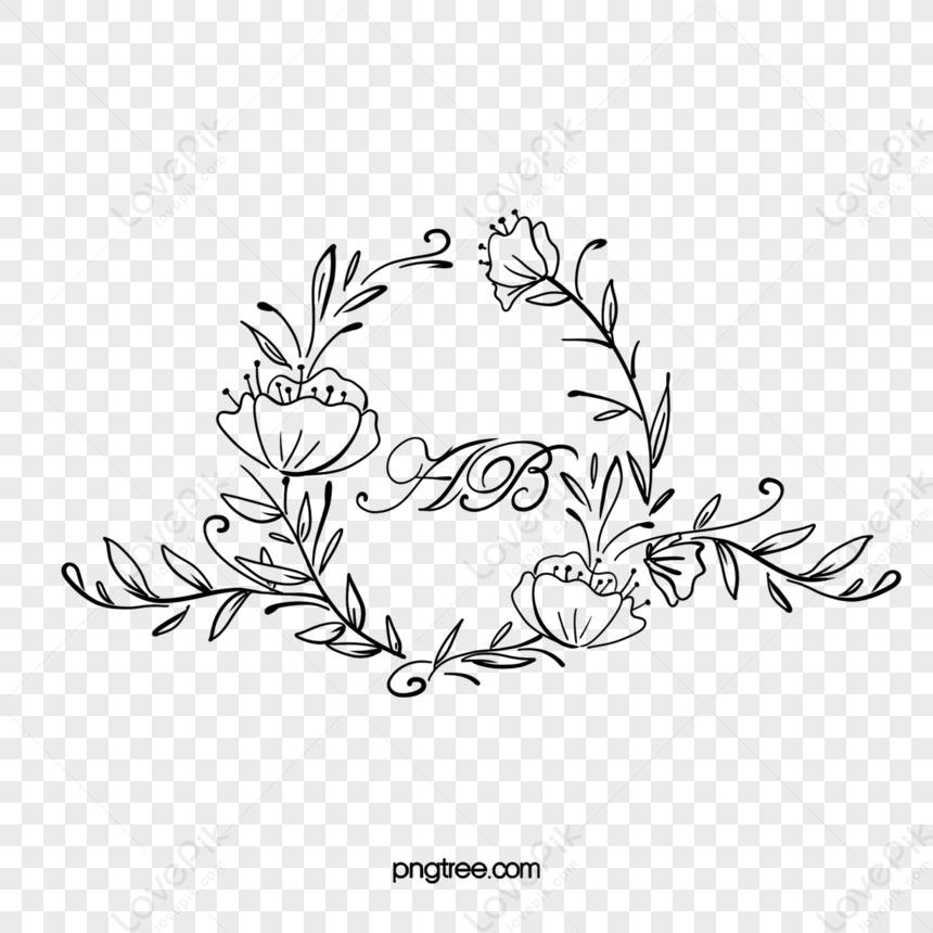 Hand Drawn Floral Lineart Wedding Border,greeting,decorative PNG Hd ...