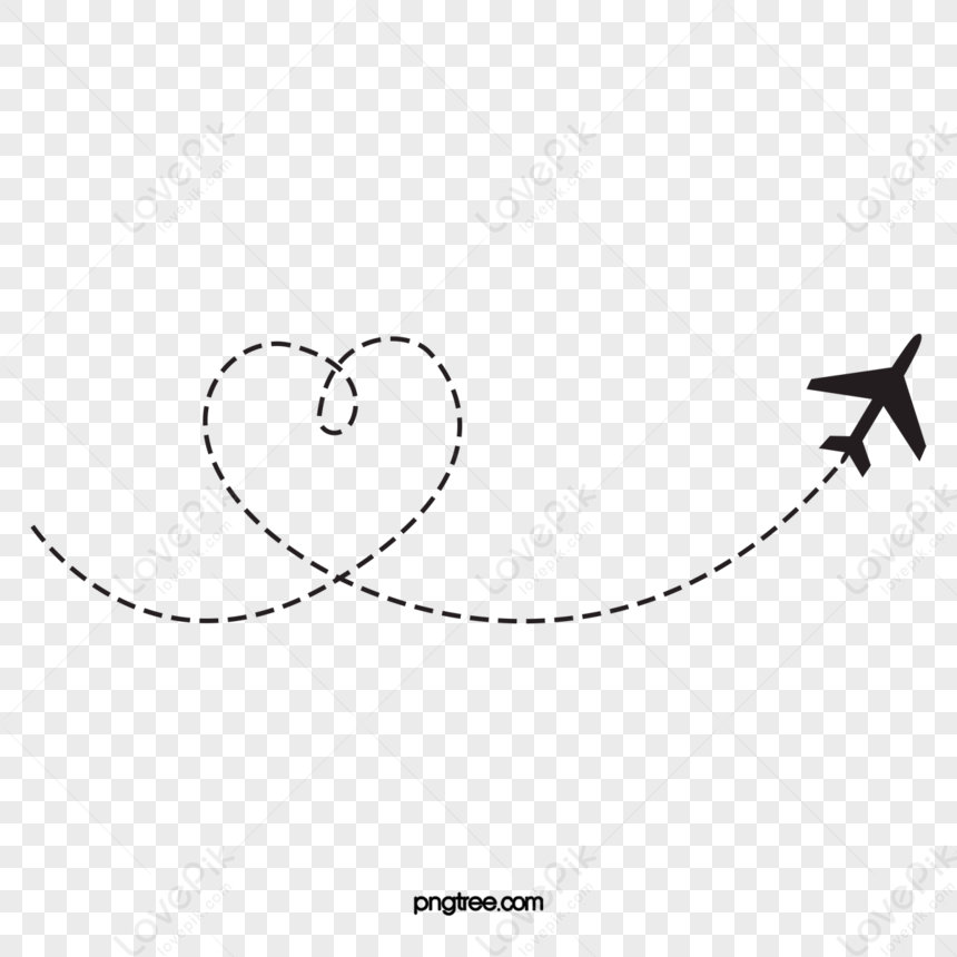 Heart-shaped Airplane Route,black,aircraft,line PNG Transparent Image ...