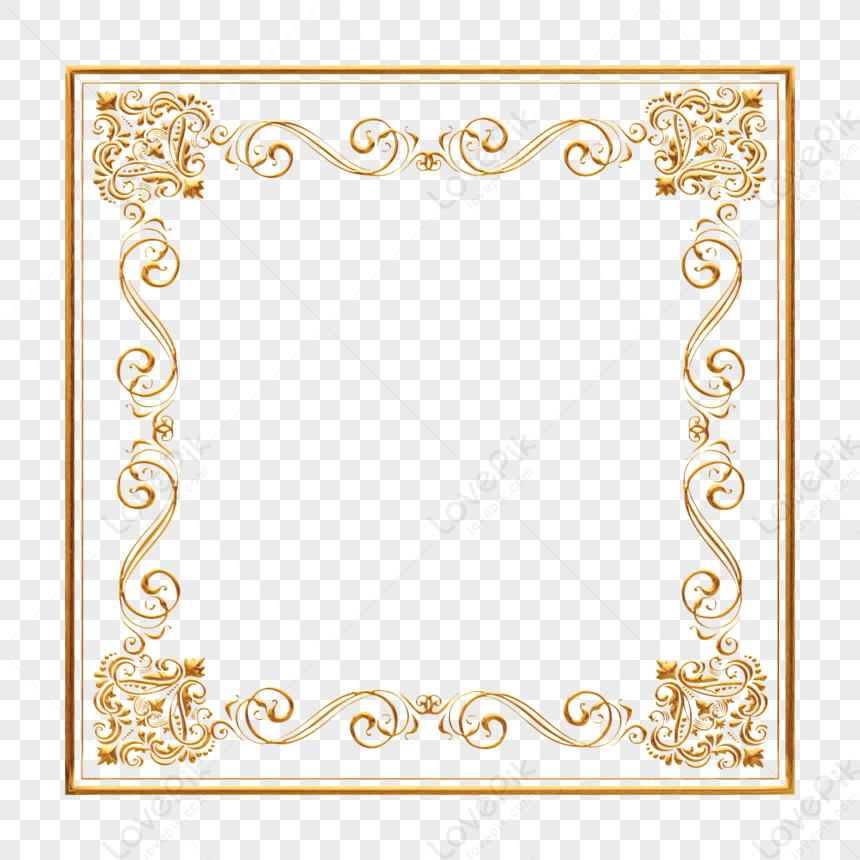 Luxury Gold Baroque Classical Art Embossed Border Element,transparent ...