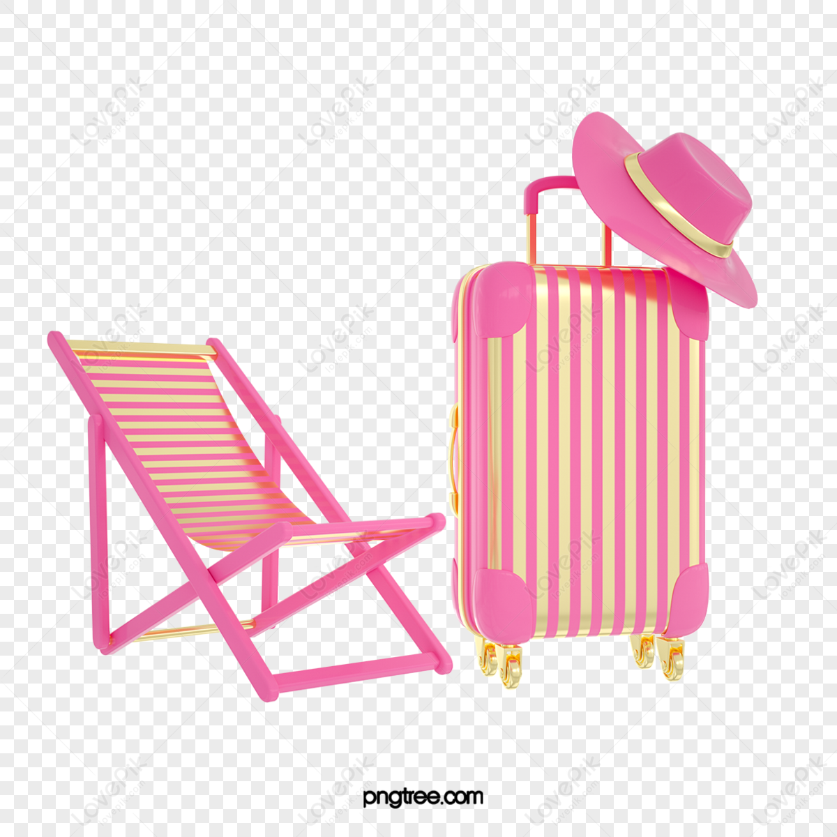 3d pink cartoon suitcase travel,stereoscopic,travel around the world,telescope png transparent background