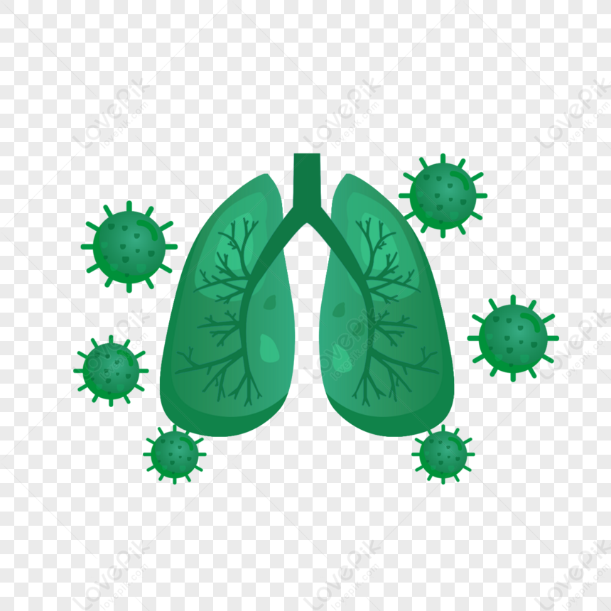 Cartoon Hand Drawn Green Pneumonia Illustration,organ,covid 19 PNG Hd ...