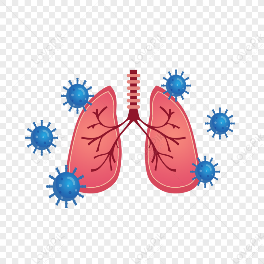 Cartoon Hand Drawn Red Lung Virus Illustration,gradient,organ PNG Image ...