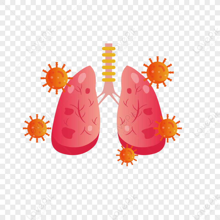 Cartoon Hand Drawn Red Pneumonia Virus Illustration,infectious Diseases ...