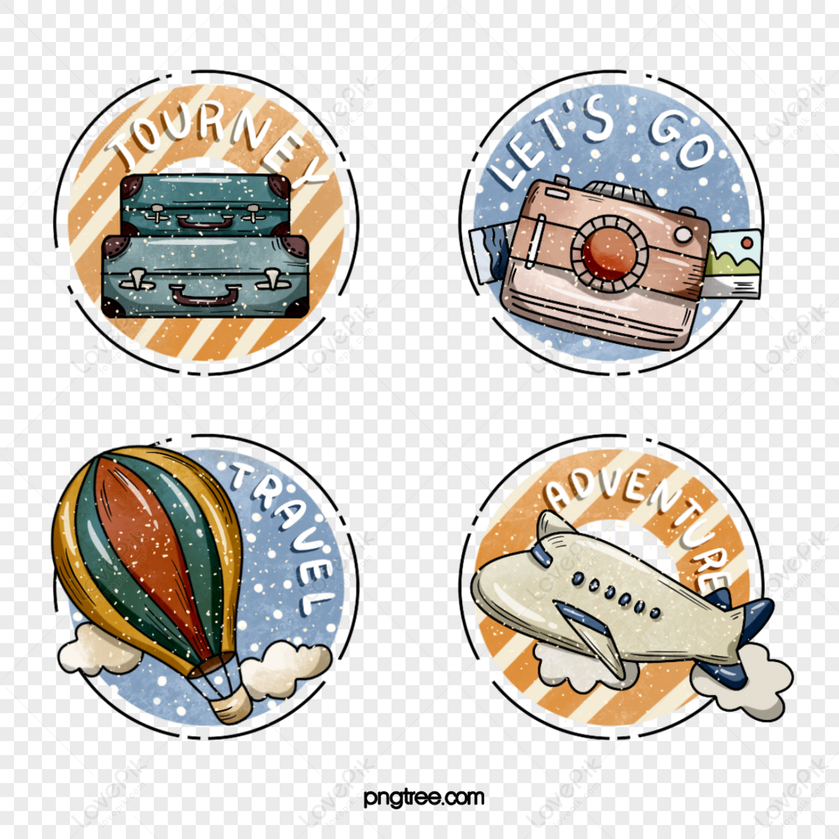 Cute colorful travel element stickers,suitcase,world tourism day,travel around the world png picture