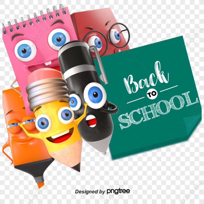 School Supplies Pink - Back to School Stationary Clip Art by