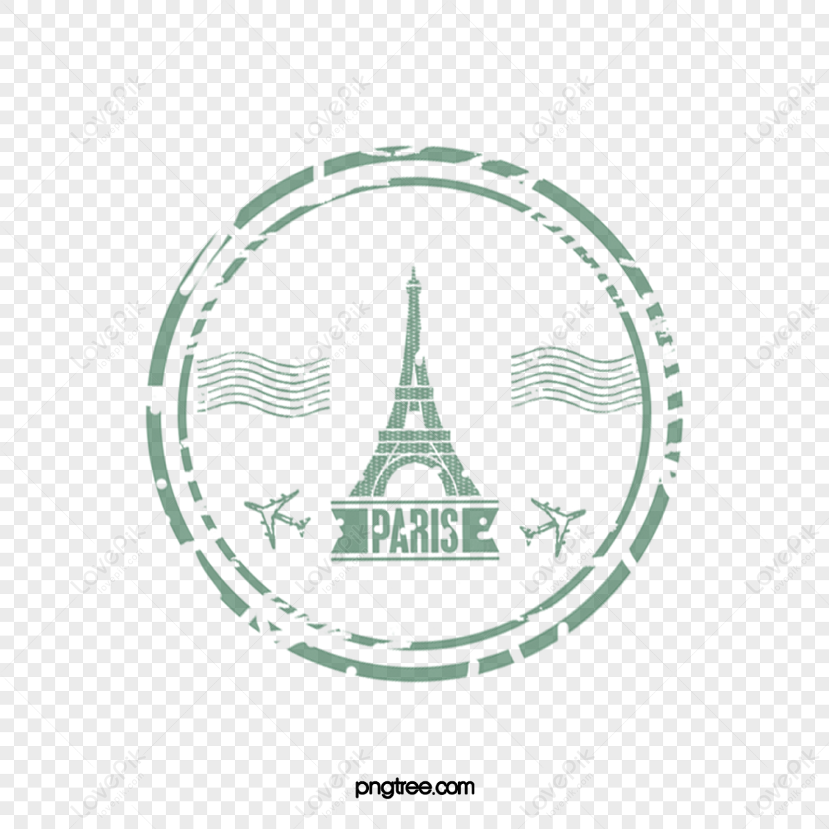 Eiffel Tower seal retro scenic point postmark,vintage style,attractions postmark png hd transparent image