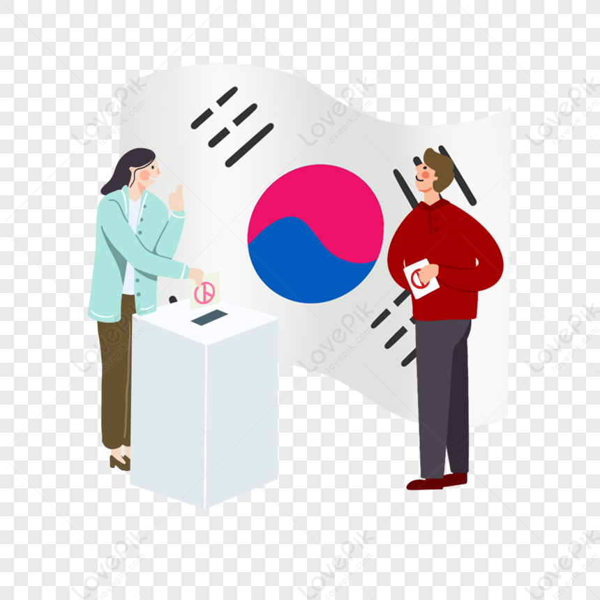 Hand Drawn South Korea Ballot Box Election Day Illustration,national ...