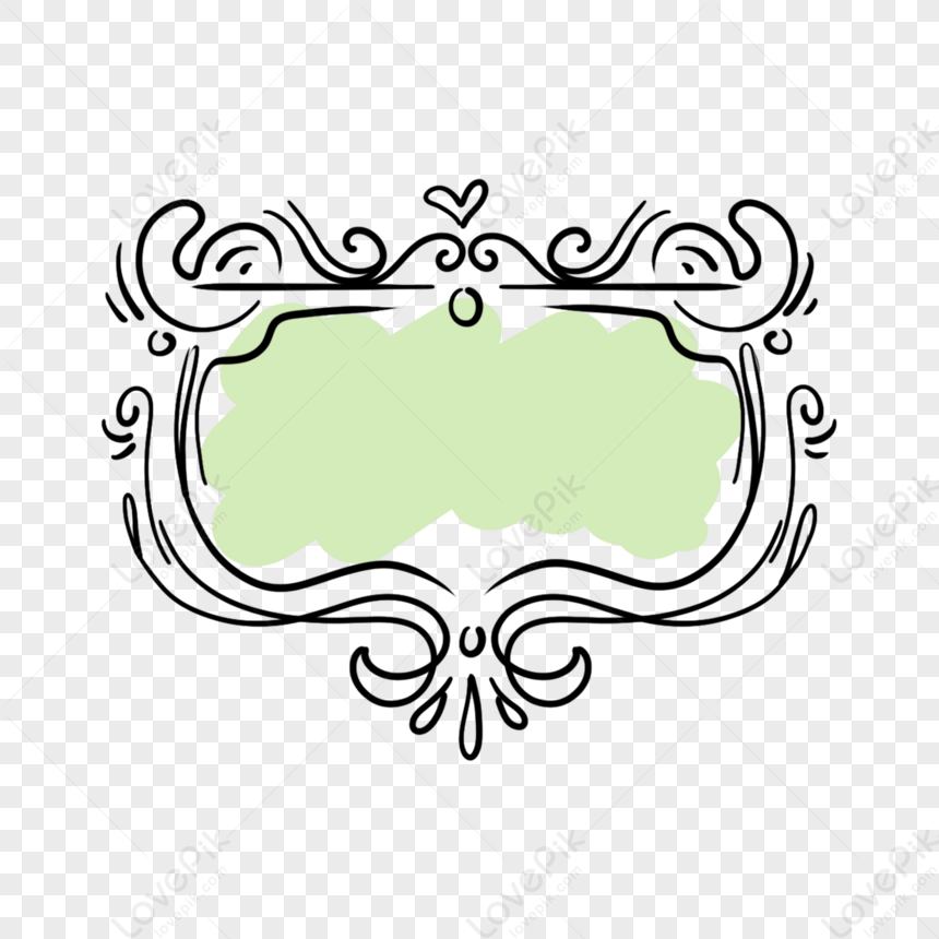 Hand Drawn European Green Photo Frame Line Drawing Frame Illustration ...