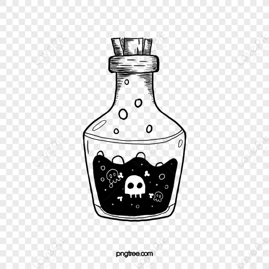 Hand Drawn Style Black And White Bottle Lineart,white Bottles,bubbles ...