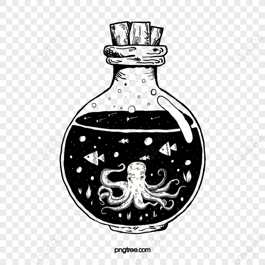 Hand Painted Black Underwater Octopus World Water Bottle,black Hands 