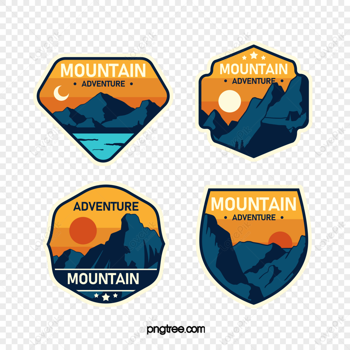 Mountaineering travel sticker,peaks,hand painted,travel stickers png image