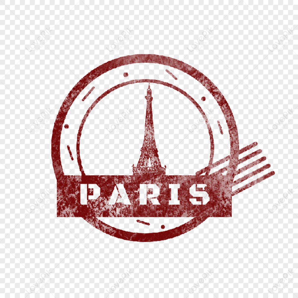 Red eiffel tower retro style vintage seal,classic,chapter png transparent image