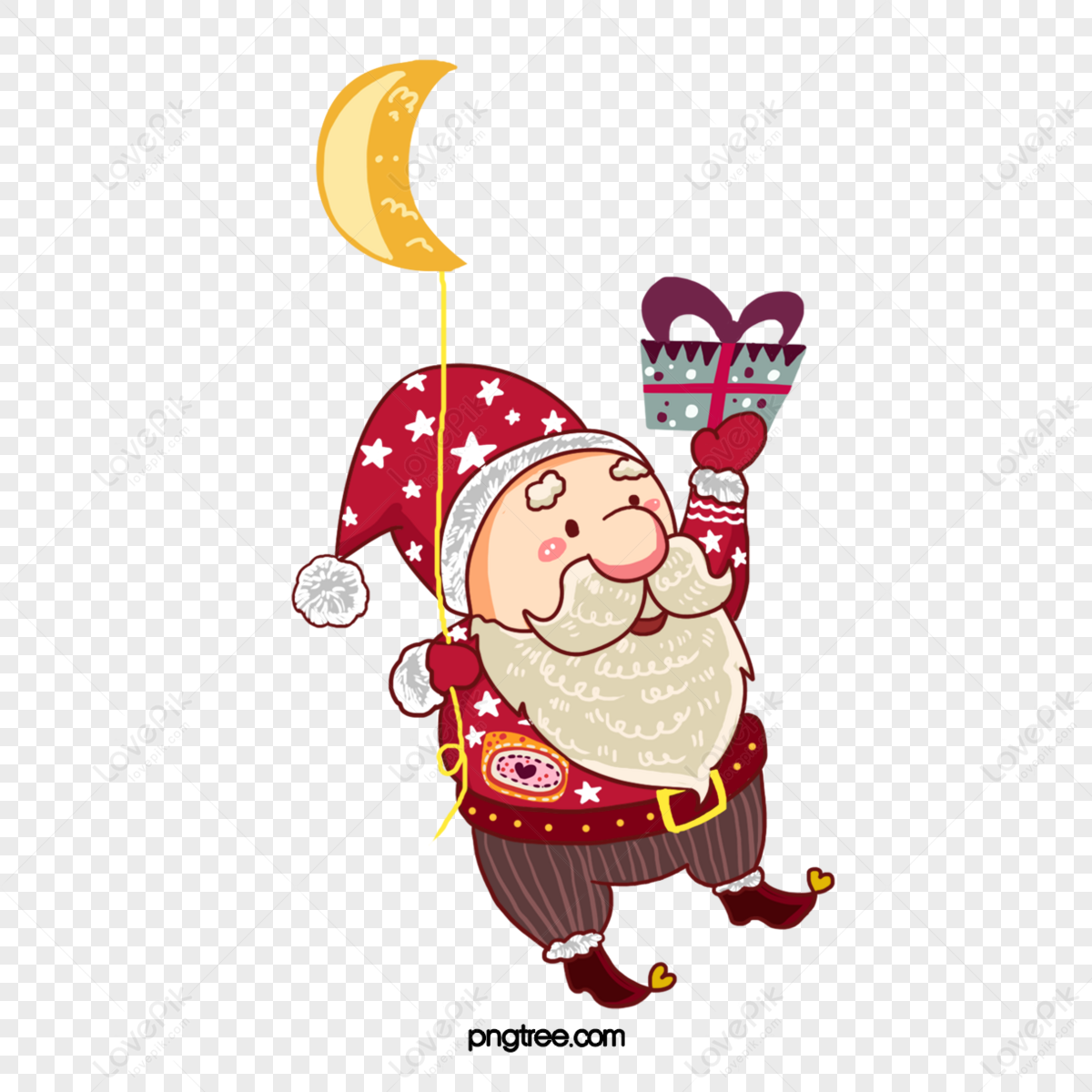 Santa Claus holding a present,print,graphic,animal free png