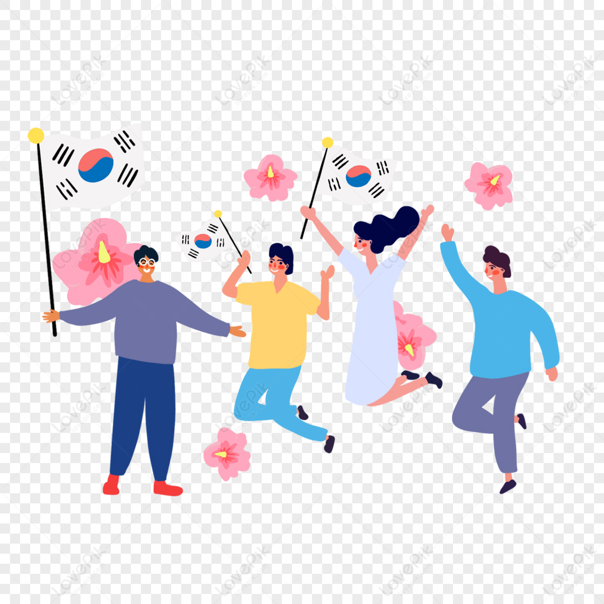 South Korea parade hibiscus flower flag illustration,red,paint hand png picture