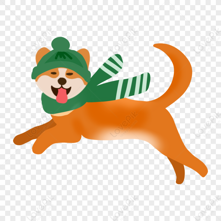 Winter Little Animal Akita Cartoon Illustration,hat,developer PNG Free